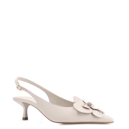 Scarpin Flor - Couro Off White