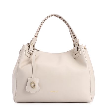 Bolsa Tote - Couro Off White/Marrom