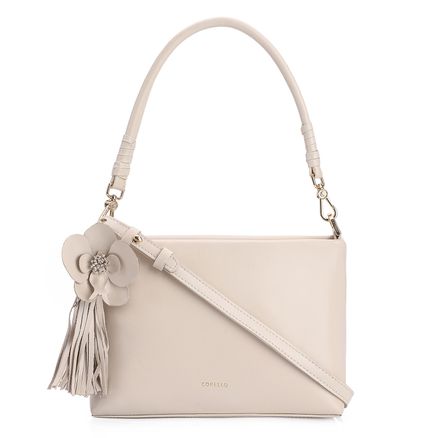 Bolsa De Ombro Flor - Couro Off White