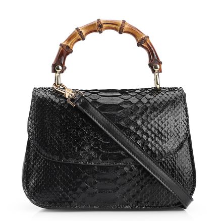 Bolsa De Mão - Couro Python Preto