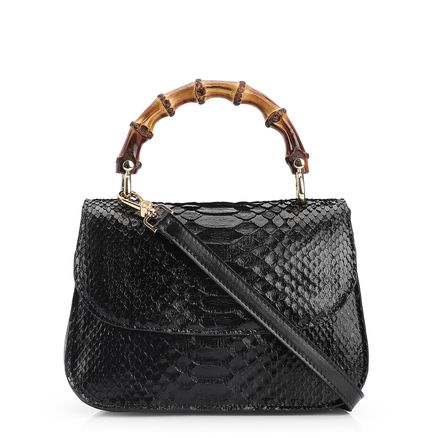 Bolsa De Mão - Couro Python Preto