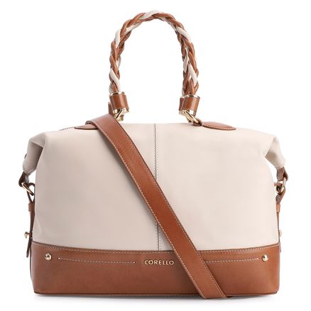 Bolsa Tote - Couro Off White/Marrom