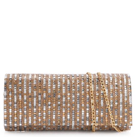 Clutch - Strass Dourado/Prata