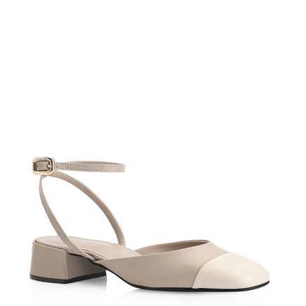 Scarpin - Couro Bege/Off White