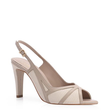 Peep Toe - Couro Lezard Off White/Couro Bege