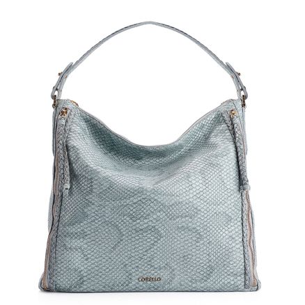 Bolsa Hobo - Couro Python Azul
