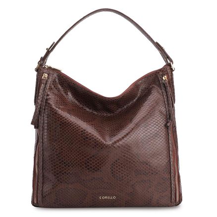 Bolsa Hobo - Couro Python Marrom