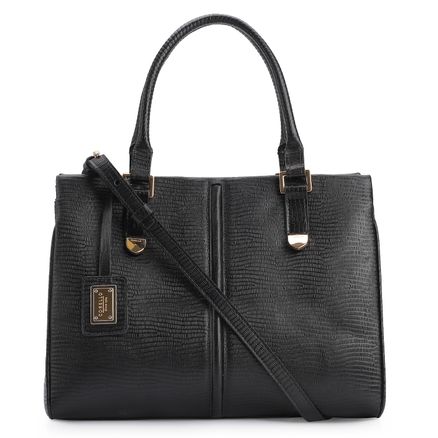 Bolsa Tote - Couro Lezard Preto