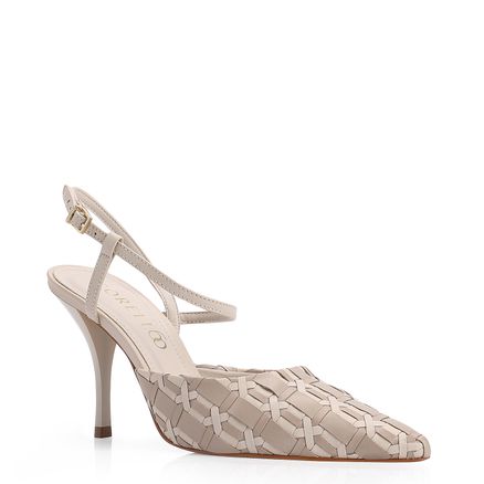 Scarpin Tressê - Couro Off White/Bege