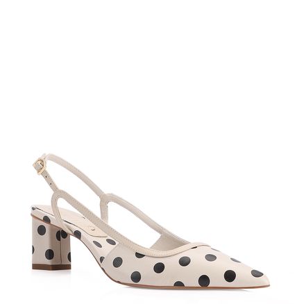 Scarpin Poá - Couro Off White/Preto