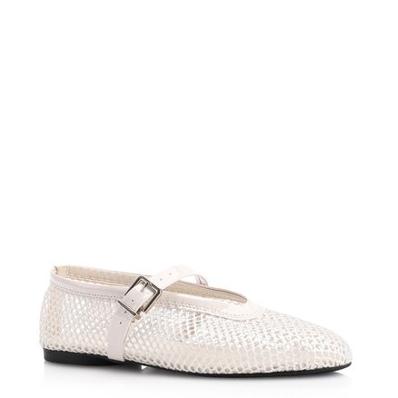 Sapatilha Fivela - Tela/Verniz Off White