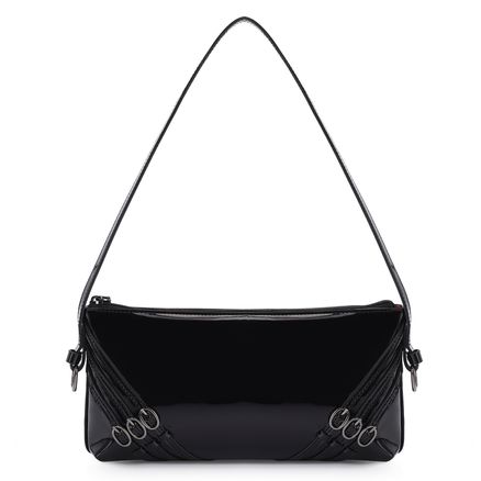 Bolsa De Ombro Fivelas - Verniz Preto