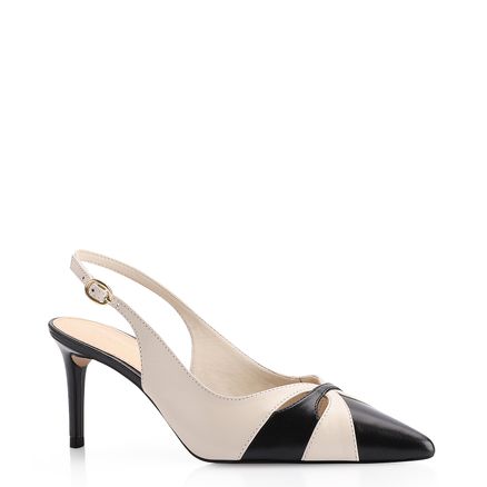 Scarpin - Couro Preto/Off White