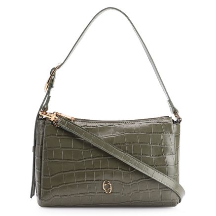 Bolsa De Ombro - Couro Croco Verde