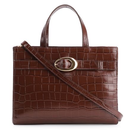 Bolsa Tote Fivela - Couro Croco Marrom