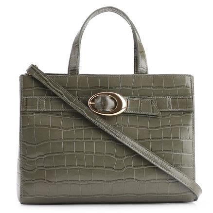 Bolsa Tote Fivela - Couro Croco Verde