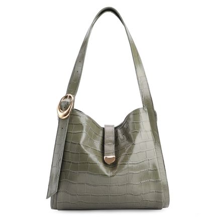 Bolsa Hobo Fivela - Couro Croco Verde