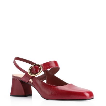 Scarpin Fivela - Couro Vermelho Cereja