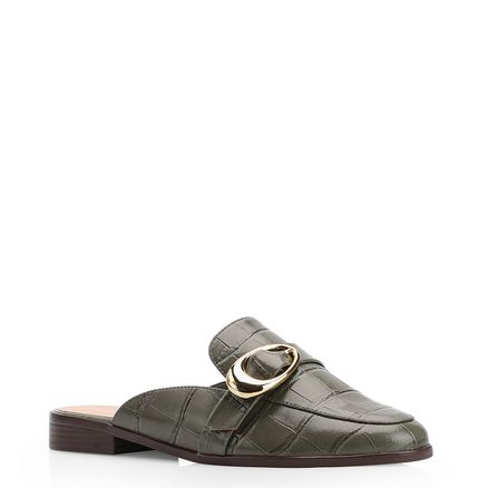 Mule Fivela - Couro Croco Verde