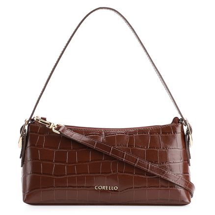 Bolsa De Ombro - Couro Croco Marrom