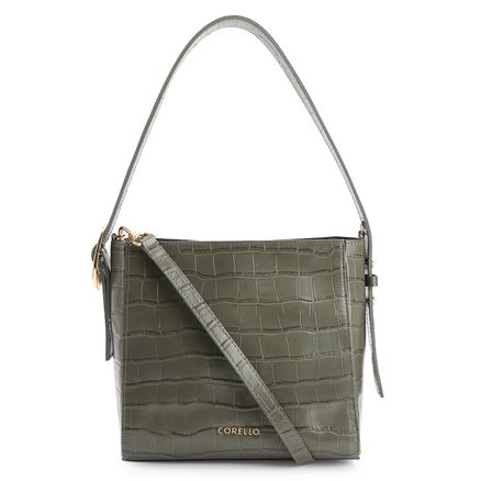 Bolsa De Ombro - Couro Croco Verde