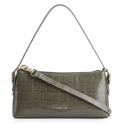 Bolsa De Ombro - Couro Croco Verde