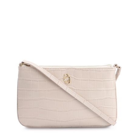 Bolsa Transversal - Couro Croco Off White