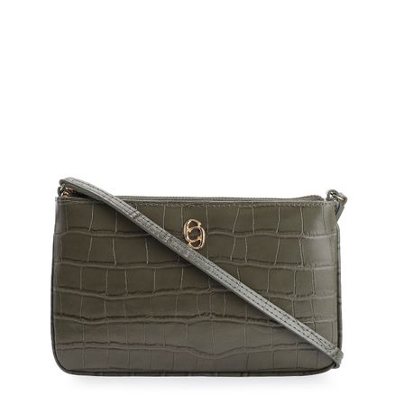 Bolsa Transversal - Couro Croco Verde