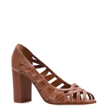 Peep Toe - Couro Marrom