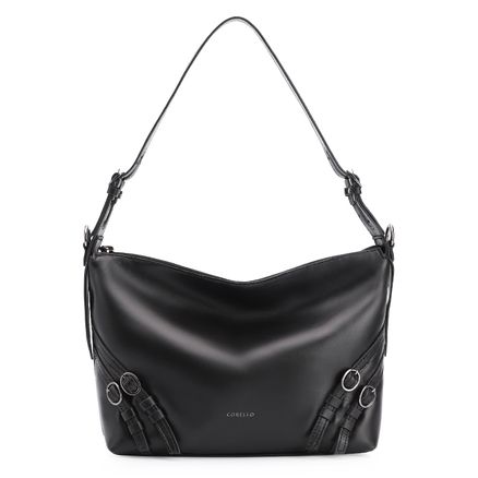 Bolsa Hobo Fivelas - Couro Preto