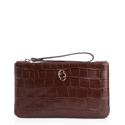 Bolsa Pequena - Couro Croco Marrom