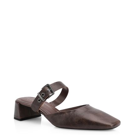 Mule - Couro Estonado Marrom