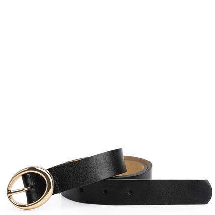 Cinto Fivela Oval - Couro Preto