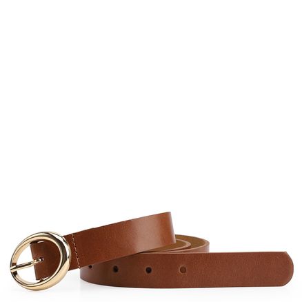 Cinto Fivela Oval - Couro Marrom