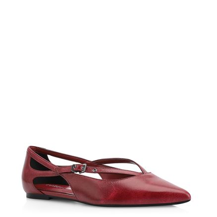 Sapatilha Fivela - Couro Estonado Vermelho