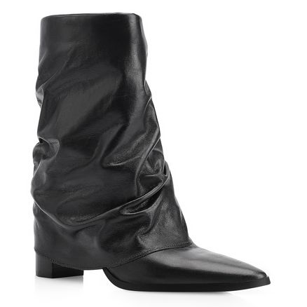 Bota Capa Drapeada - Couro Preto