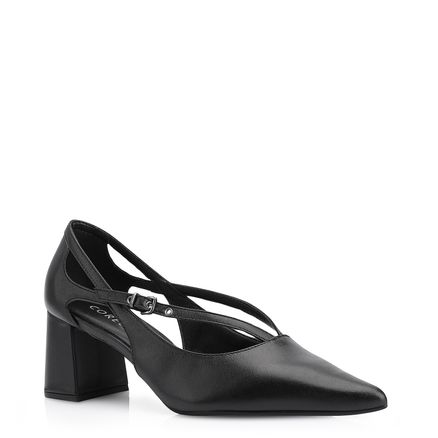 Scarpin Fivela - Couro Preto