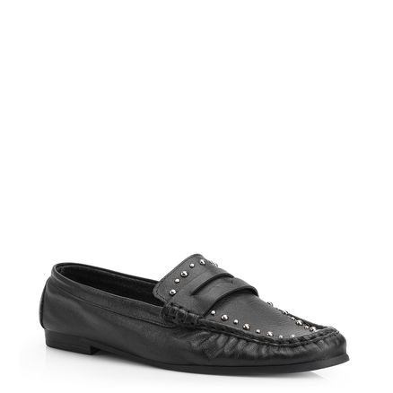 Mocassim Rebites - Couro Preto