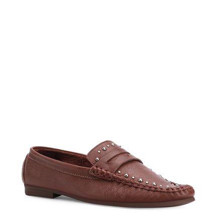Mocassim Rebites - Couro Marrom