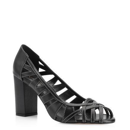Peep Toe - Couro Preto