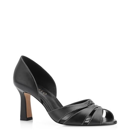 Peep Toe - Couro Preto