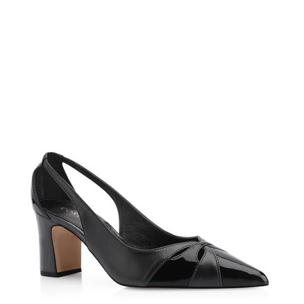Scarpin - Couro Preto/Verniz Preto