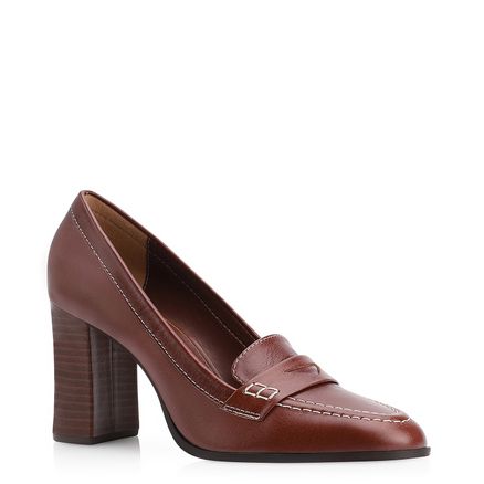Mocassim Salto - Couro Marrom