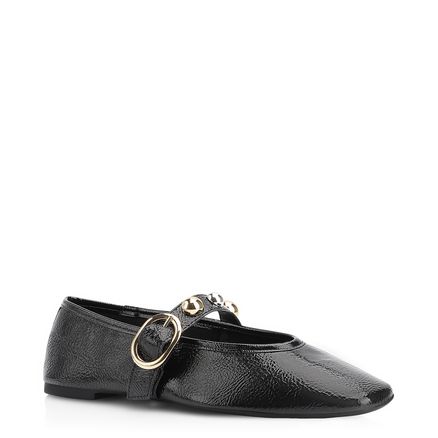 Sapatilha Esferas - Verniz Preto Fivela