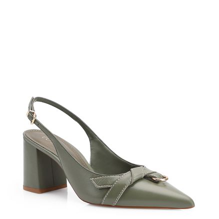 Scarpin Argola - Couro Verde
