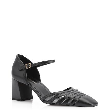 Scarpin - Couro Preto/Verniz Preto