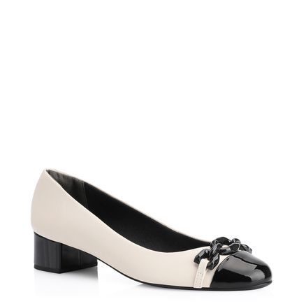 Scarpin Bridão - Alt Off White/Verniz Preto
