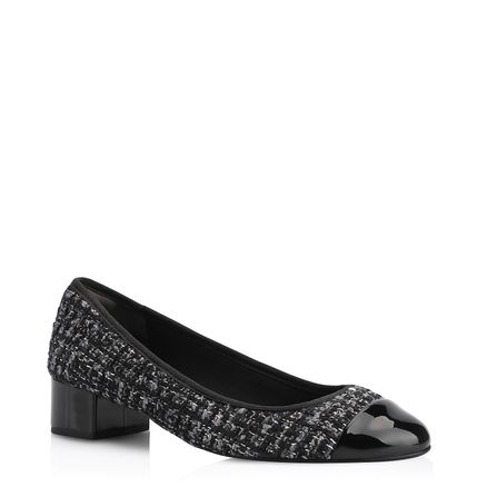 Scarpin - Tweed Preto/Verniz Preto