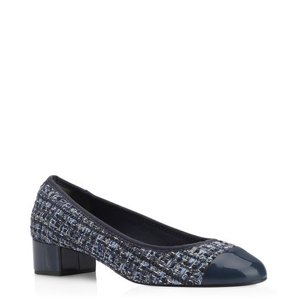 Scarpin - Tweed Azul/Verniz Azul