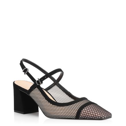 Scarpin - Tela Preta/Nobuck Preto